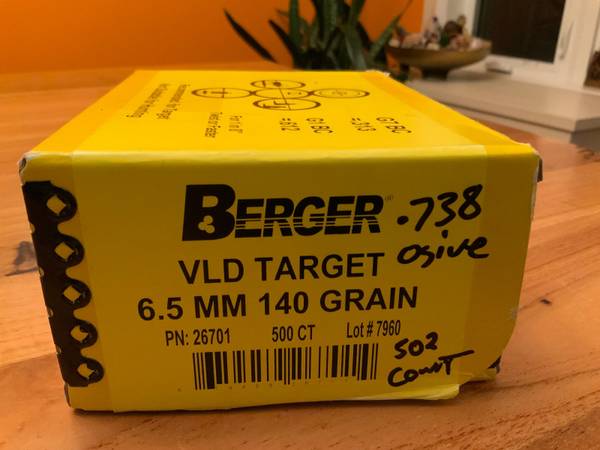 Berger VLD Target 6.5mm 140 gr 500 count