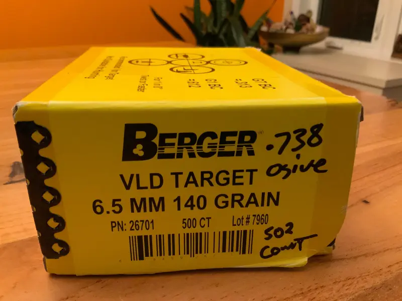 Berger VLD Target 6.5mm 140 gr 500 count