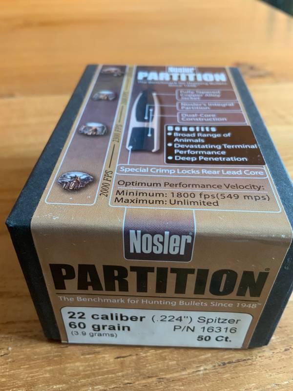 Nosler Partition .224 cal 60gr